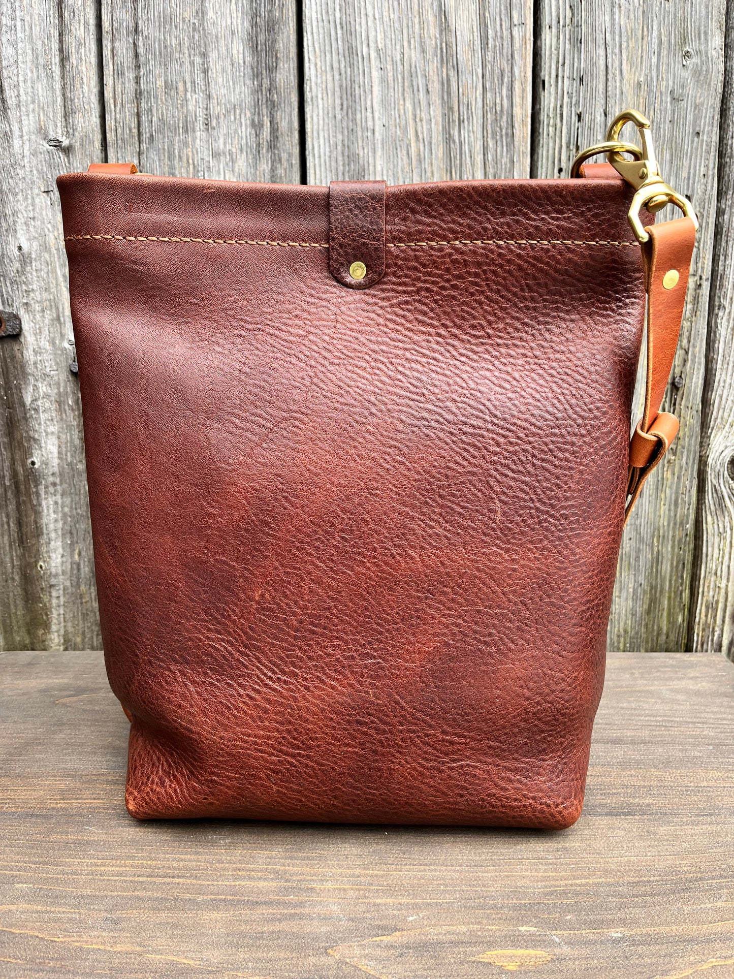 Bonnie Bucket in Maplewood with Adjustable Horween Strap
