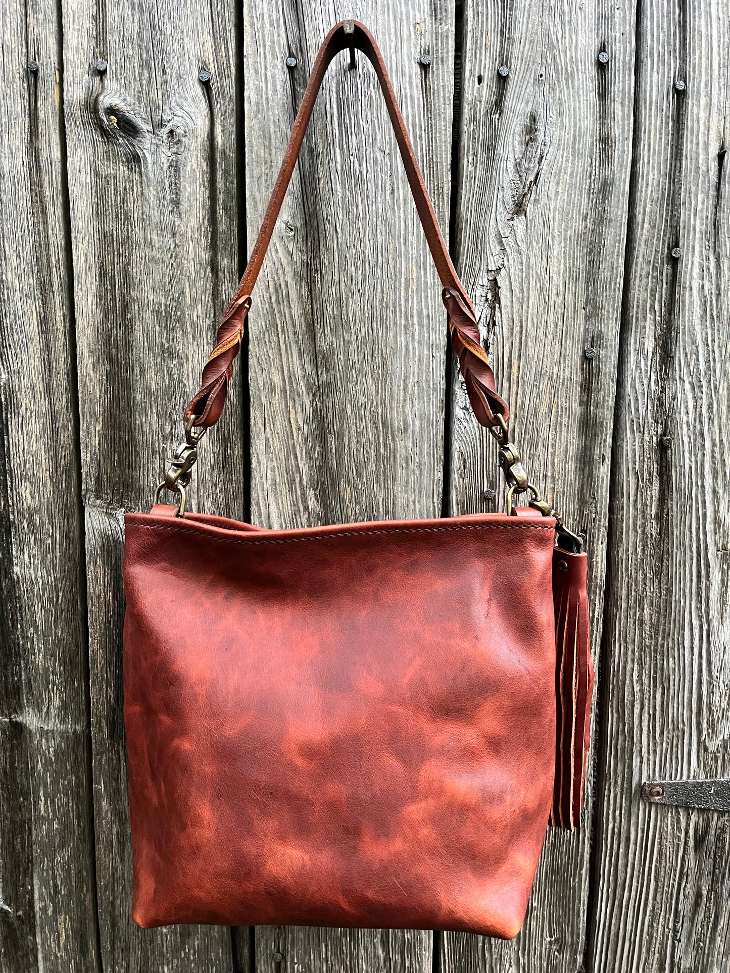 Carrie Panel Pocket Hobo in Cognac