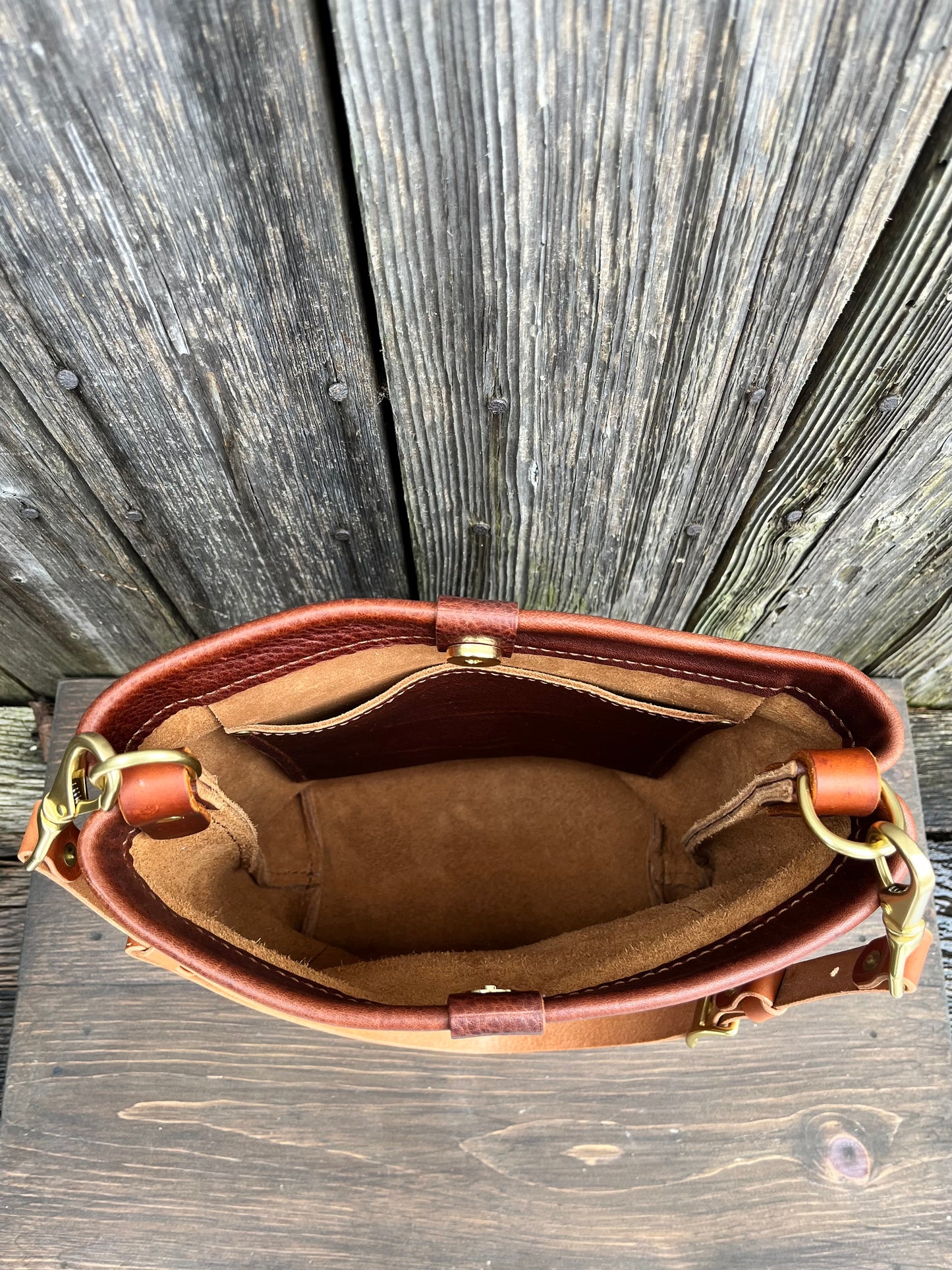 Bonnie Bucket in Maplewood with Adjustable Horween Strap
