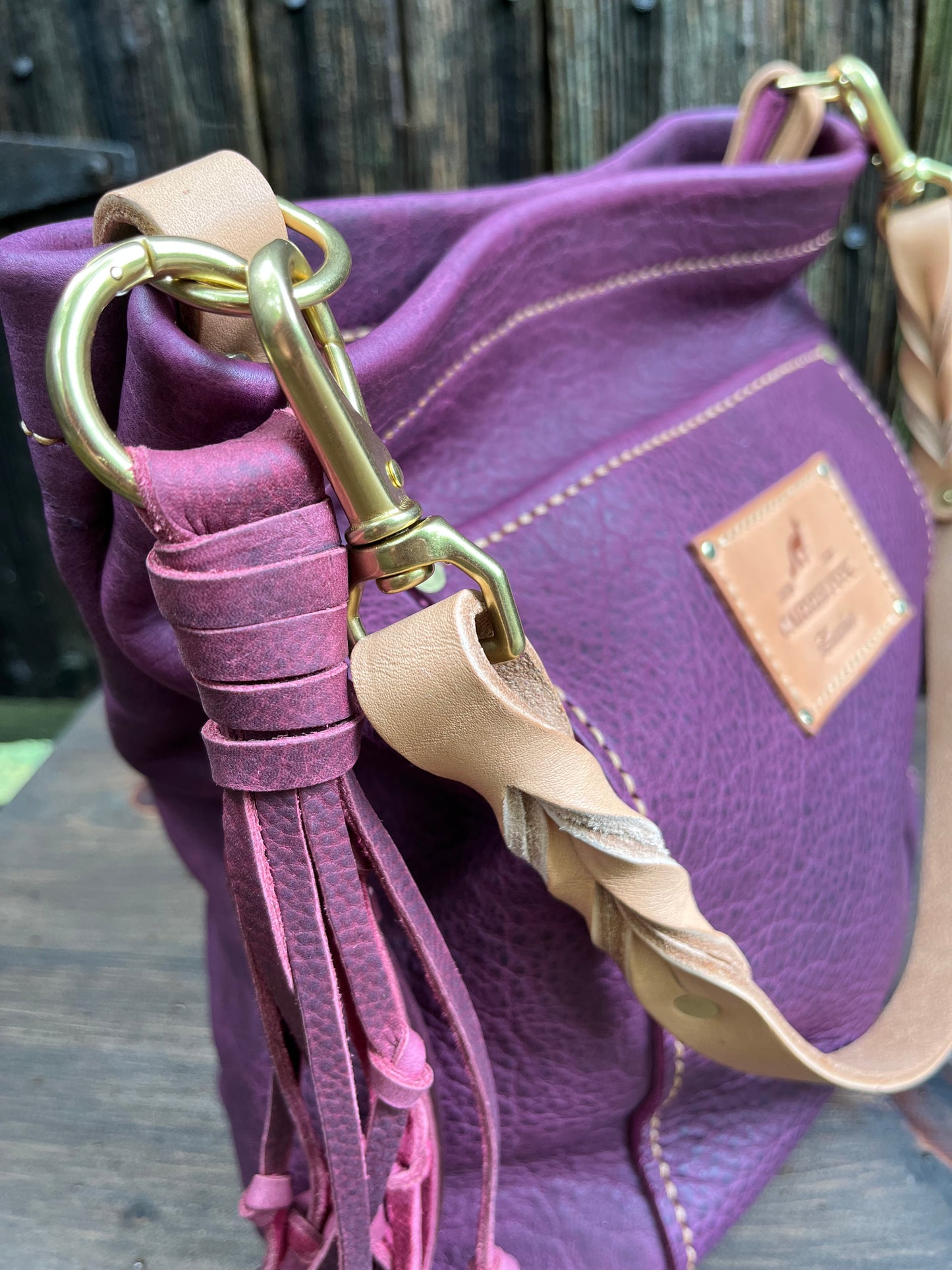 Carrie Pocket Hobo in Grape Bison