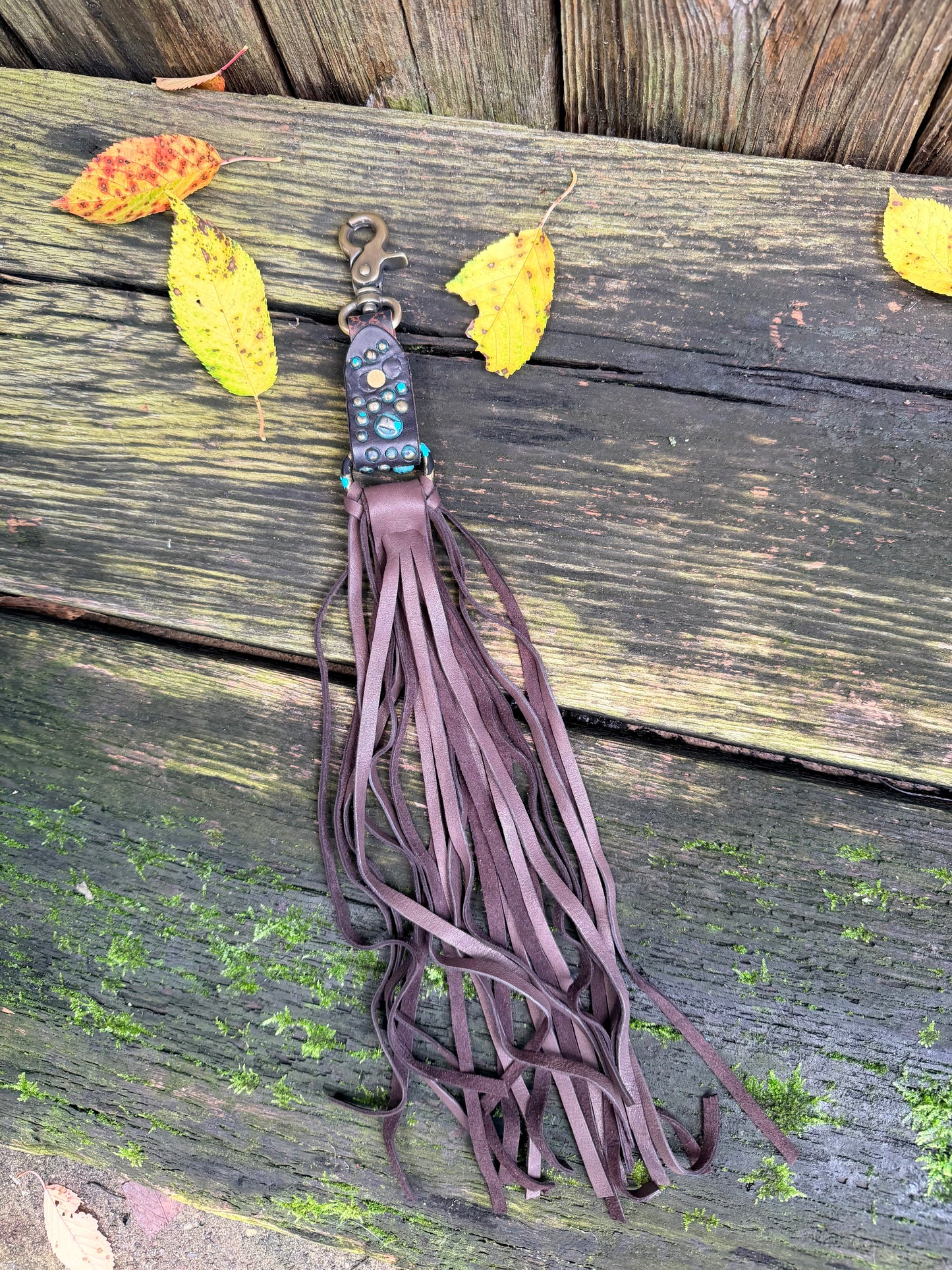 Boho Grungy Boot Strap Tassel in Dark Brown Deerskin, OOAK