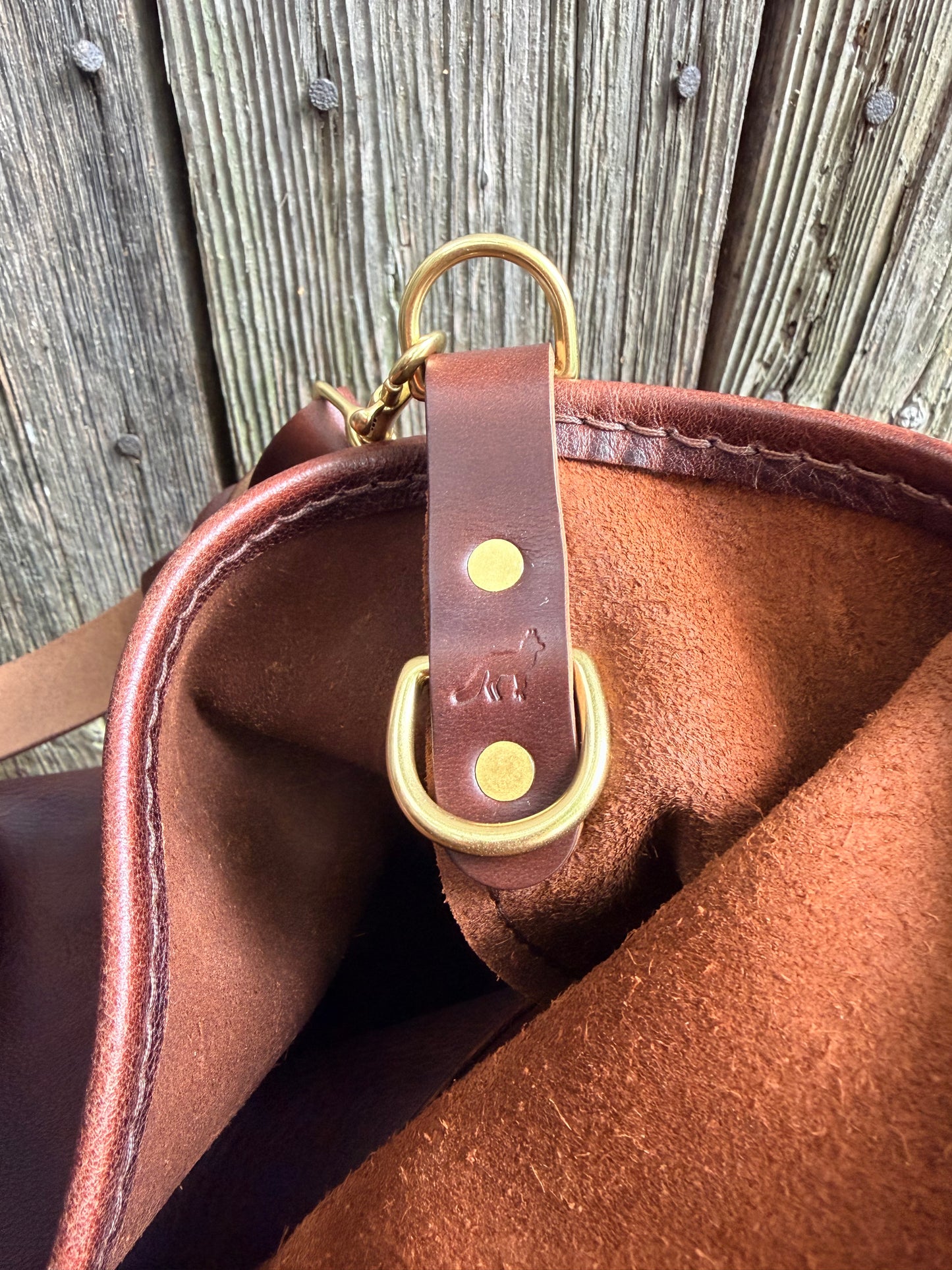 Rodeo Large Bucket in Dark Brown Bulldog with Braided Horween Strap