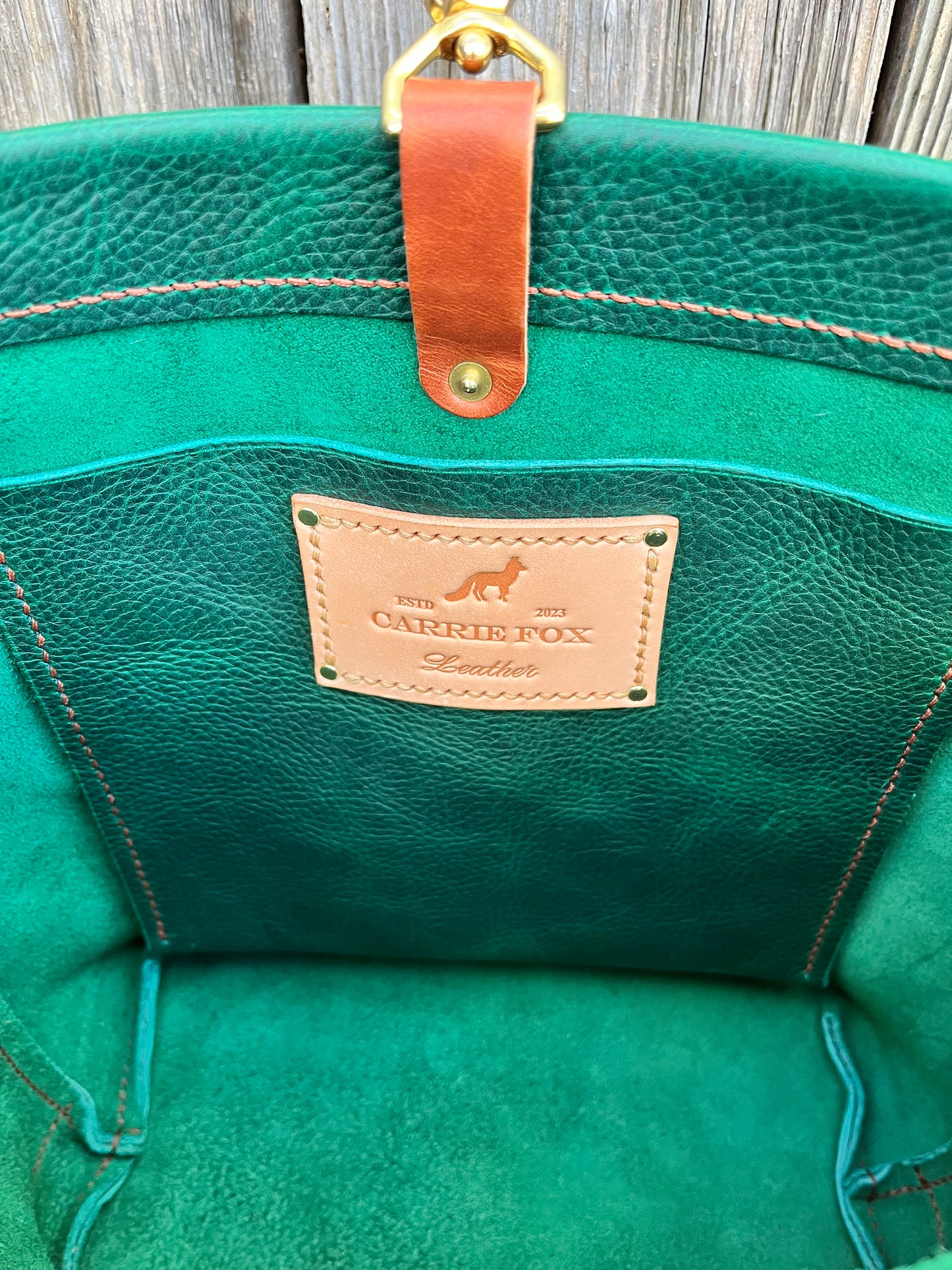 Carrie Panel Pocket Hobo in Emerald Cowhide