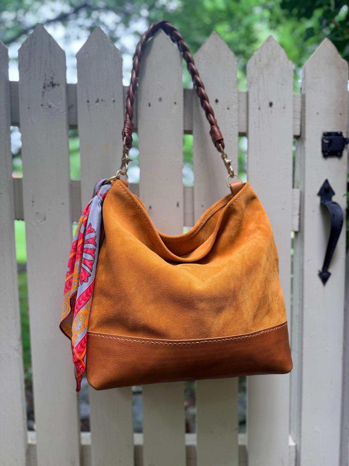 Beach Bucket in Cider Slouchy Suede with KG Braided Strap