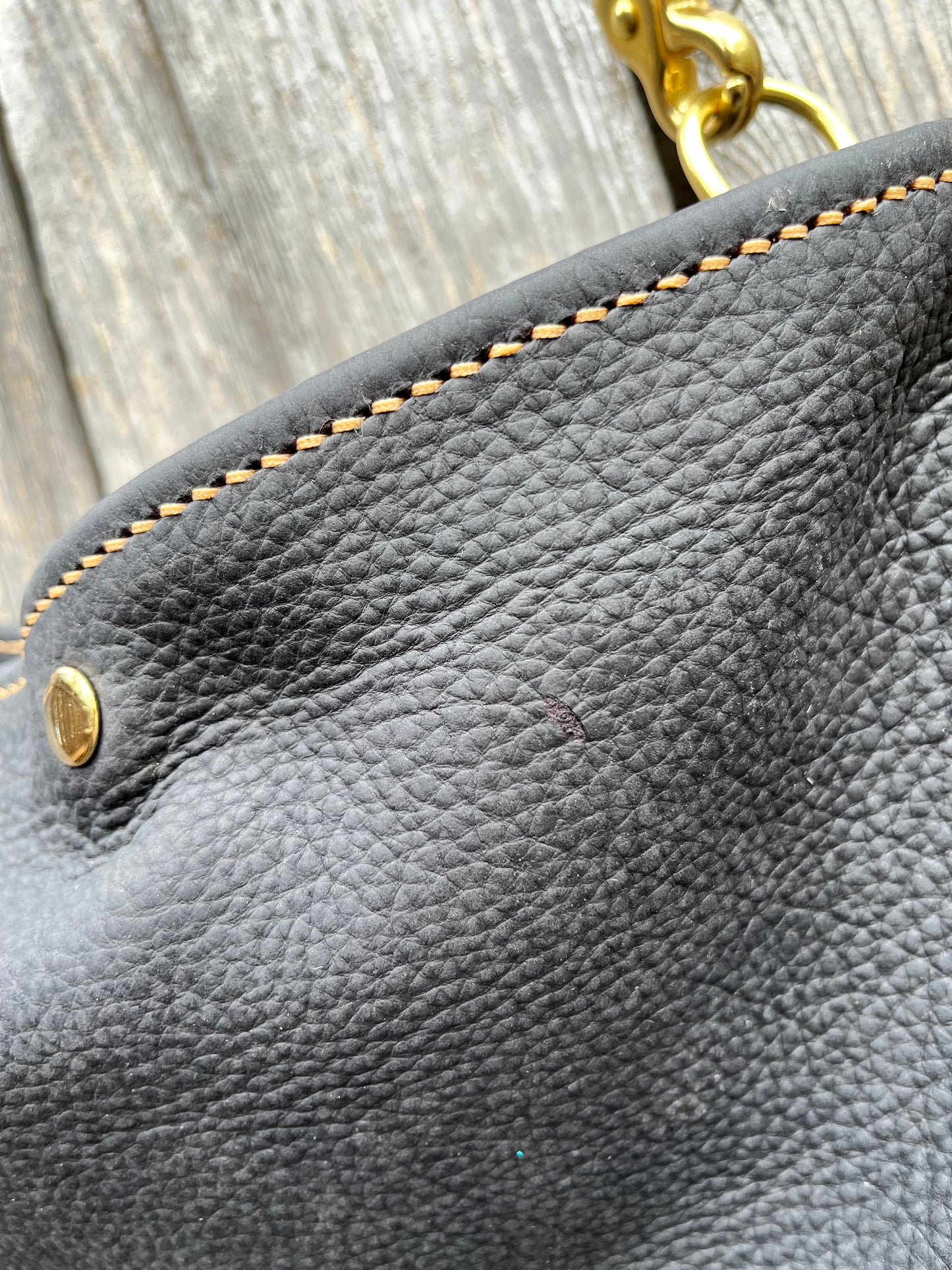 Emma Shoulder Bag in Classic Black Distressed Bison