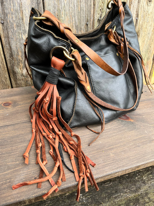 Knotted Leather Tassel in Brandy Naked Cow 12”-13”