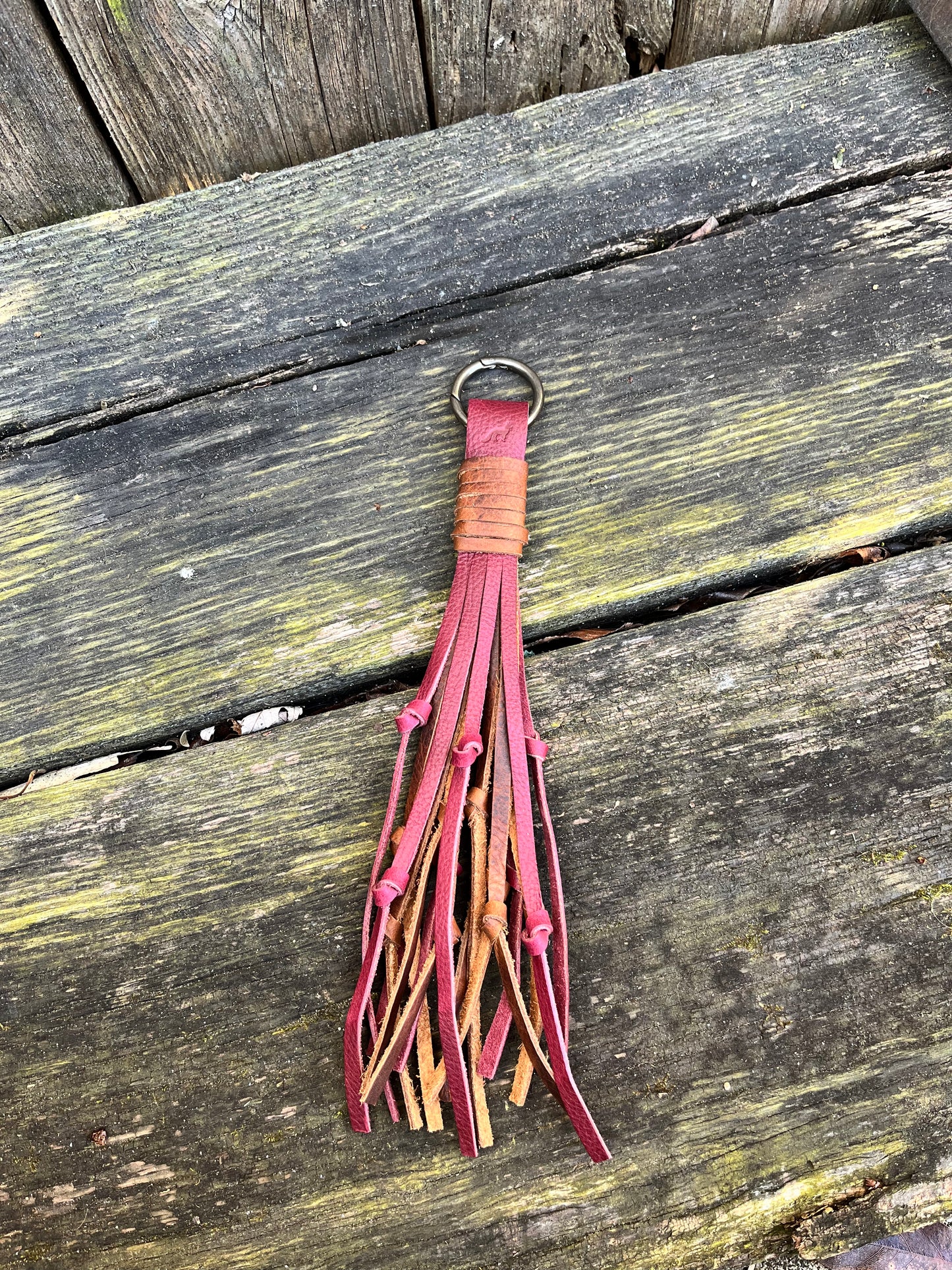 Knotted Leather Tassel in Bordeaux & Tan Kodiak 12”-13”