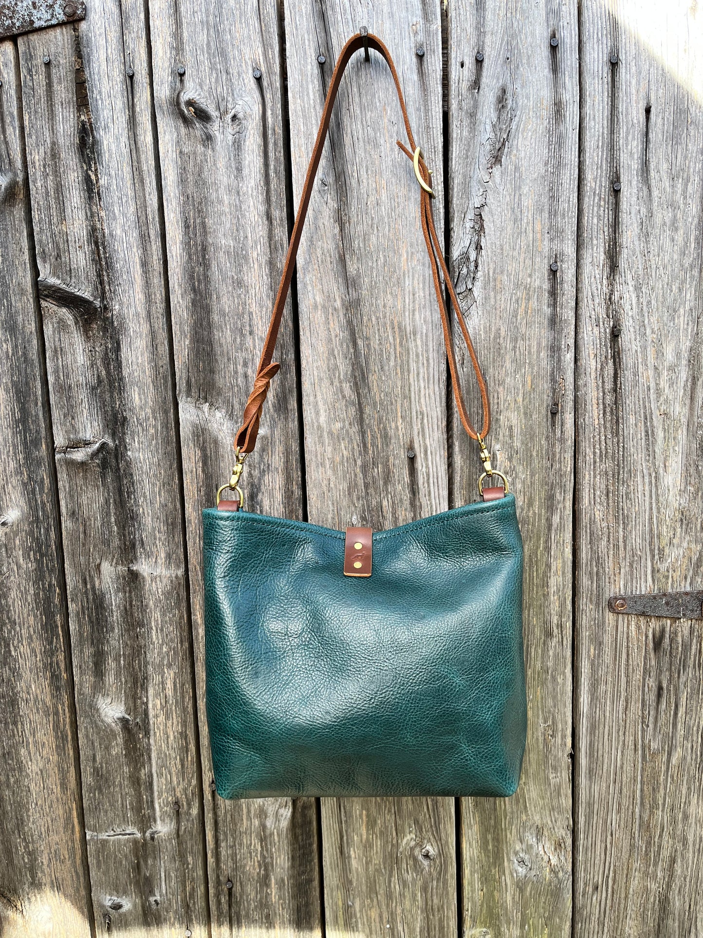 Mimi Slouch Bag in Blue Spruce with Braided Throwover Leather Tassel