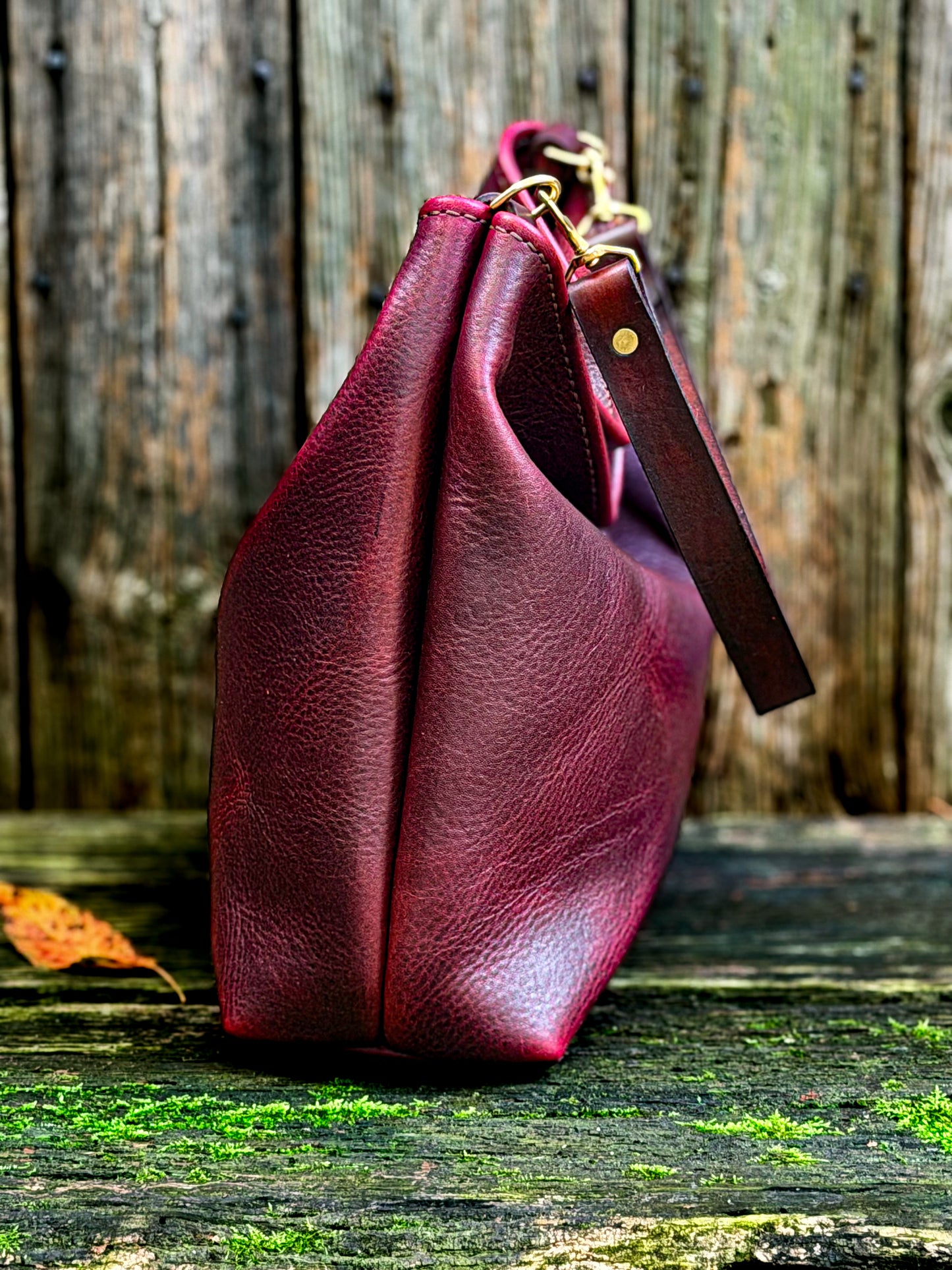 Rodeo Large Bucket in Oxblood Leather with Horween Dark Brown Strap