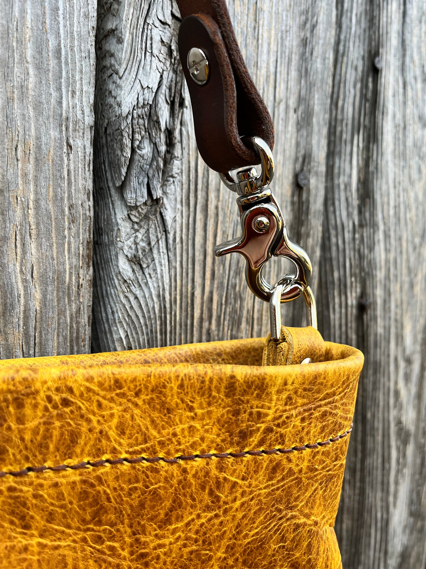 Carrie Hobo in Mustard Bison with Standard Leather Strap