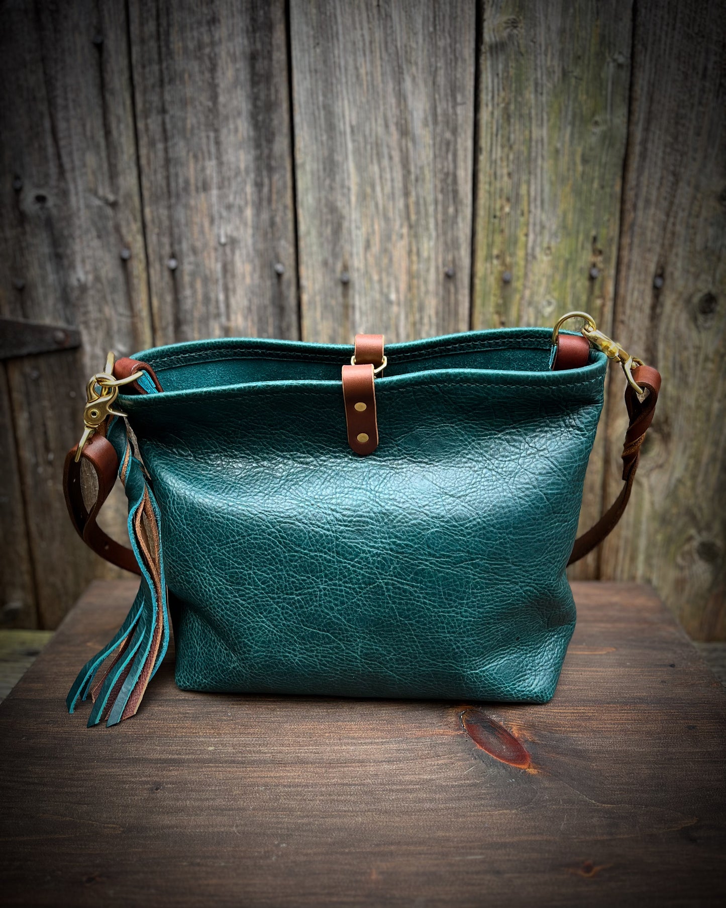 Mimi Slouch Bag in Blue Spruce with Trigger Snap Closure