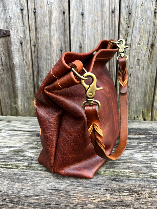 Carrie Hobo in Nutmeg Cowhide with Braided Leather Strap