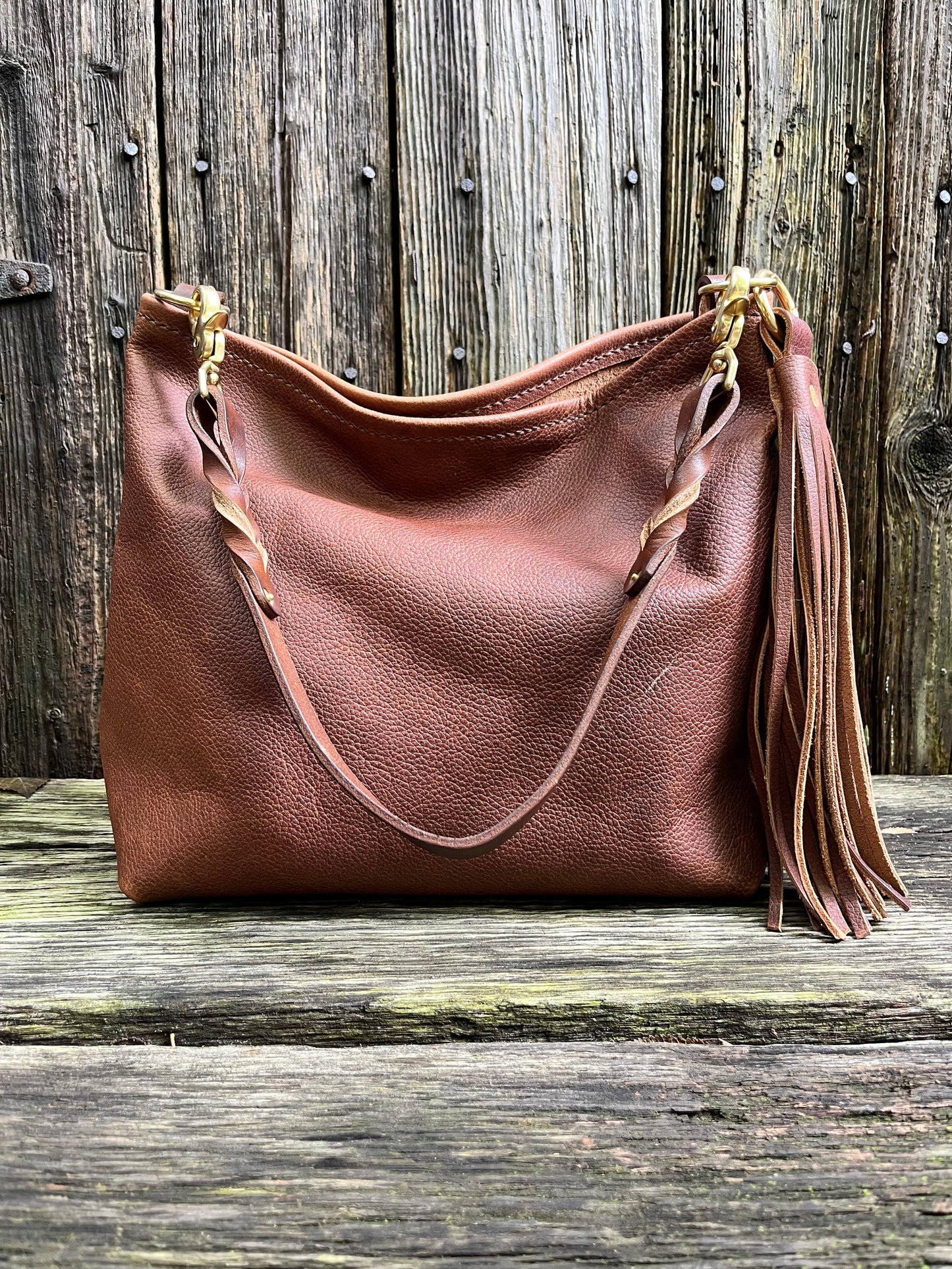 Mimi Slouch Bag in Maverick Brown with Leather Tassel