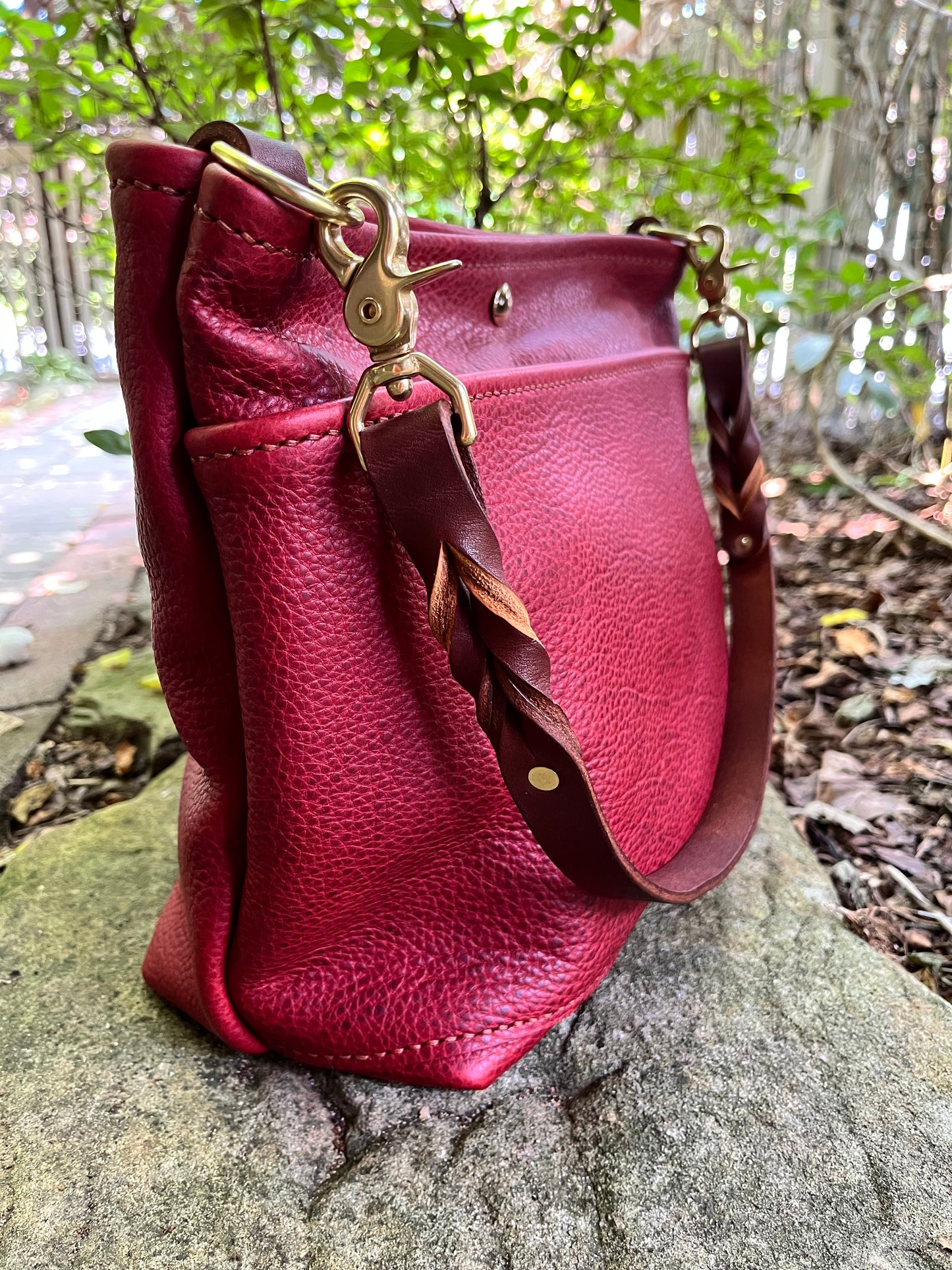 Emma Shoulder Bag in Cherry Bison