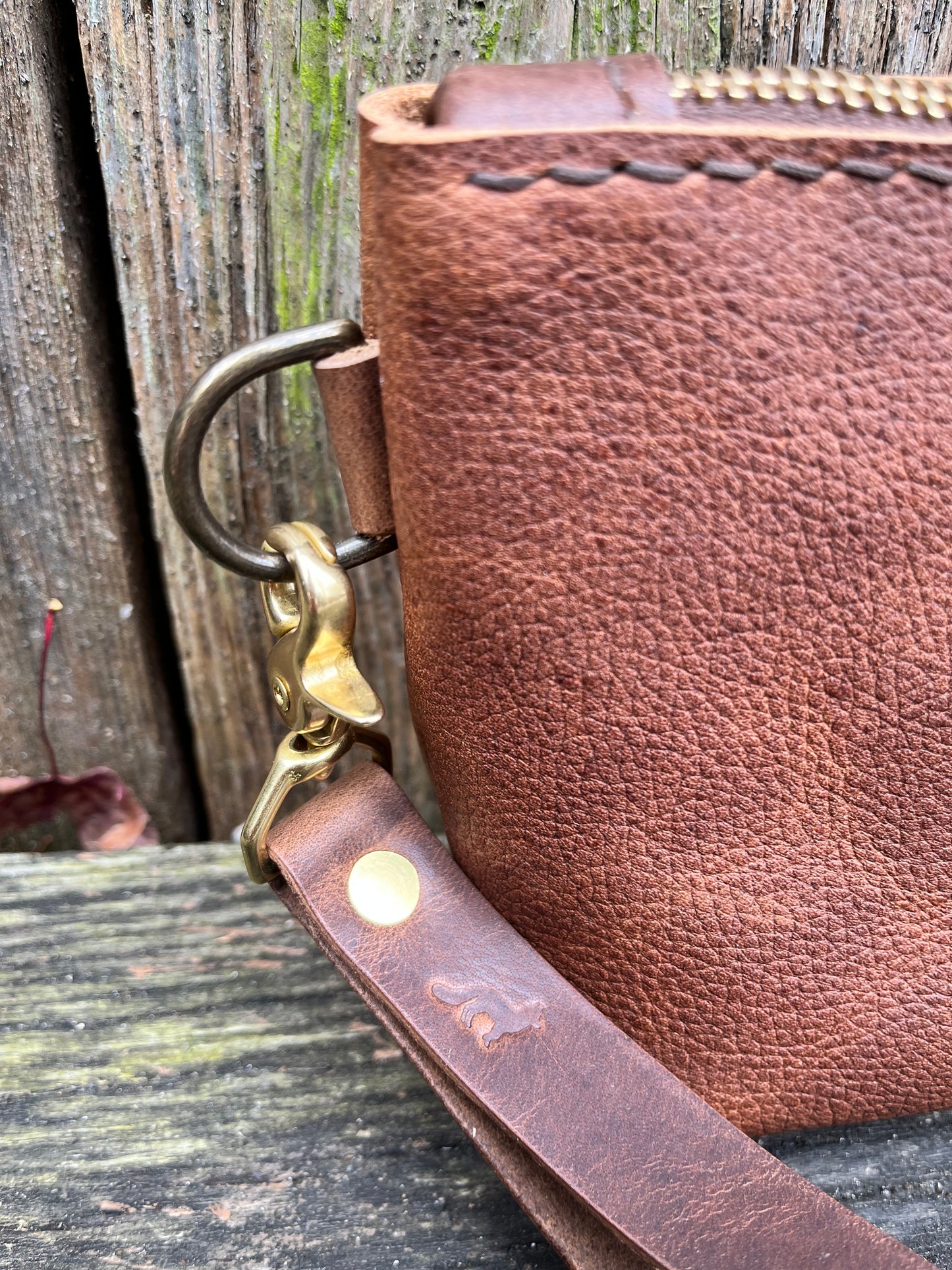 Pipsqueak Wristlet/Crossbody in Maverick Cowhide with Dark Brown Leather Accents