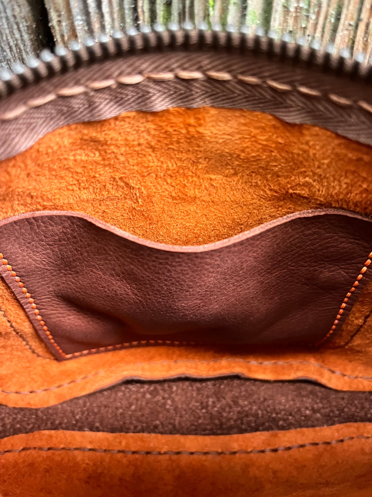 Poppy Crossbody in Butternut Bison with Brandy Naked Cow