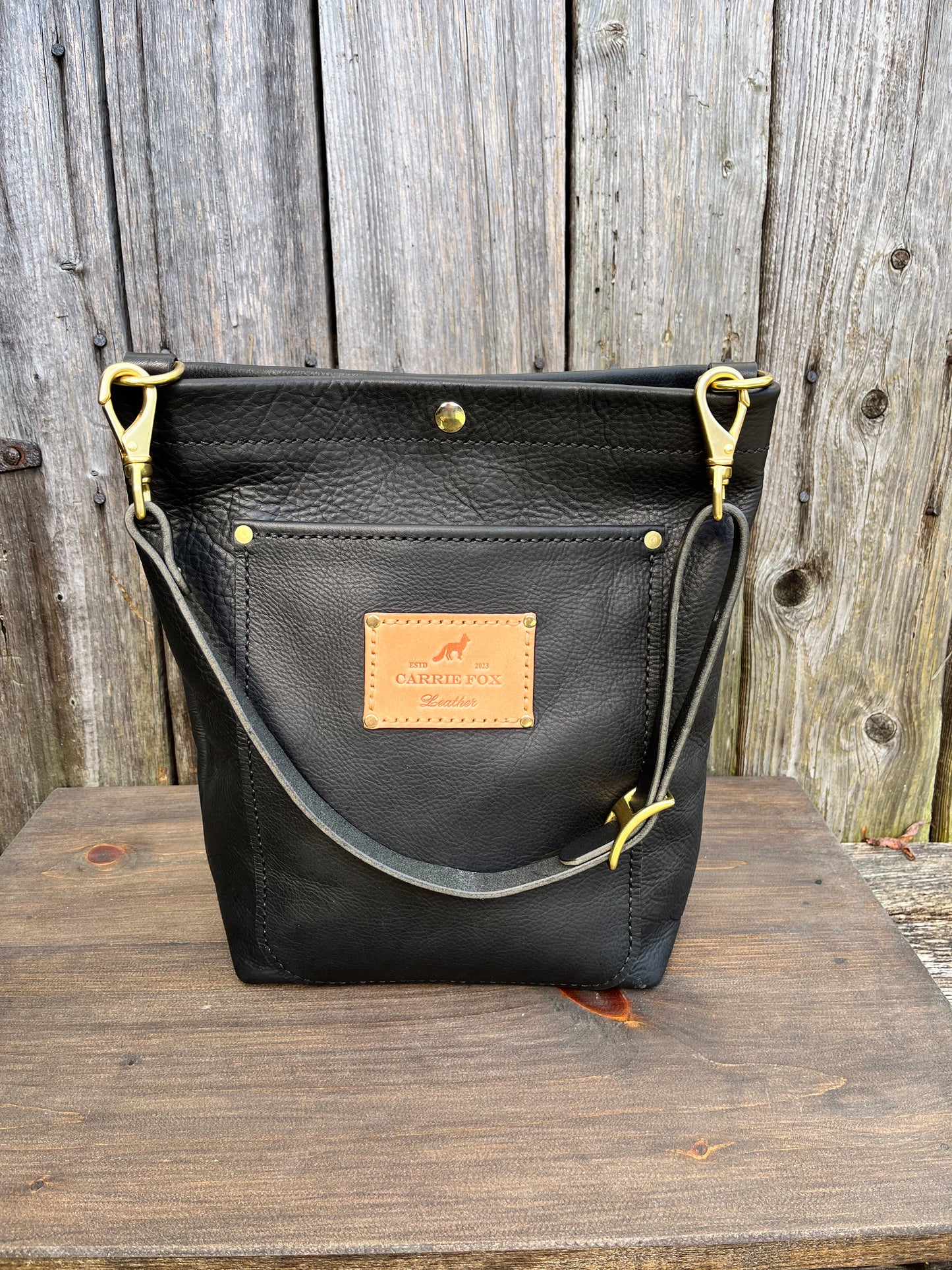 Bonnie Bucket in Black Kodiak with Adjustable Horween Strap