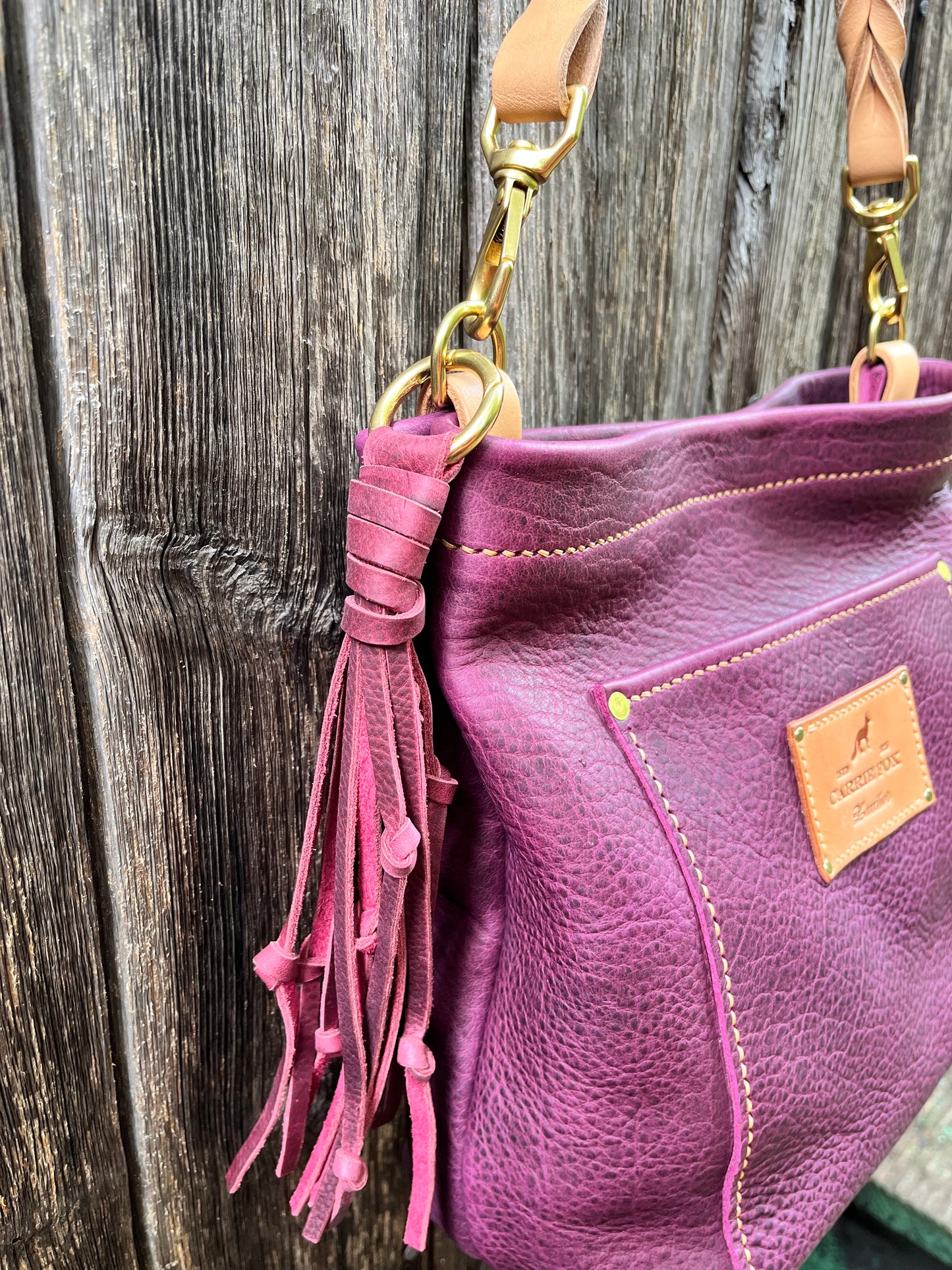 Carrie Pocket Hobo in Grape Bison