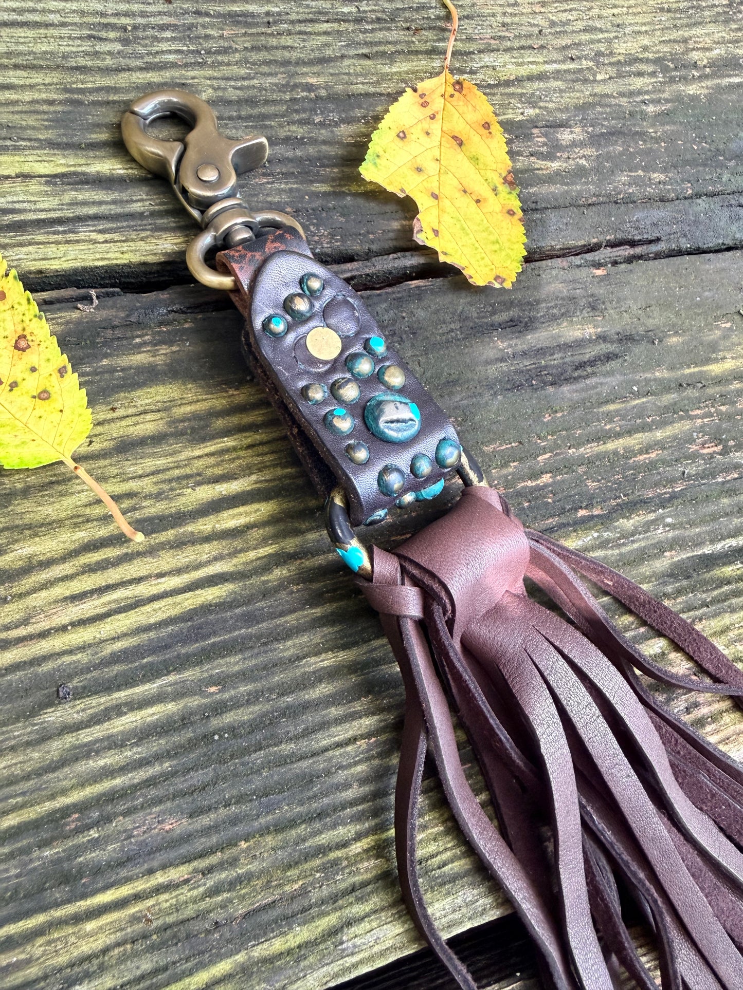 Boho Grungy Boot Strap Tassel in Dark Brown Deerskin, OOAK