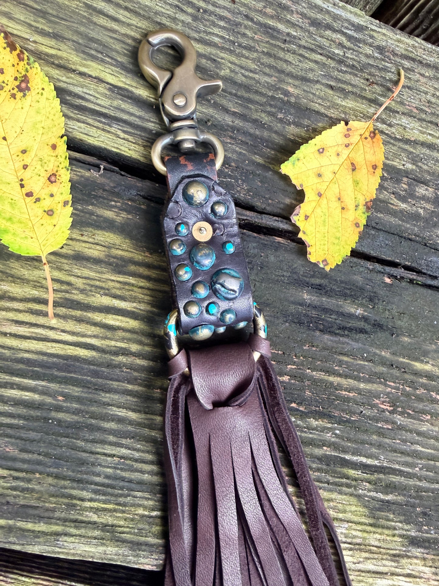 Boho Grungy Boot Strap Tassel in Dark Brown Deerskin, OOAK
