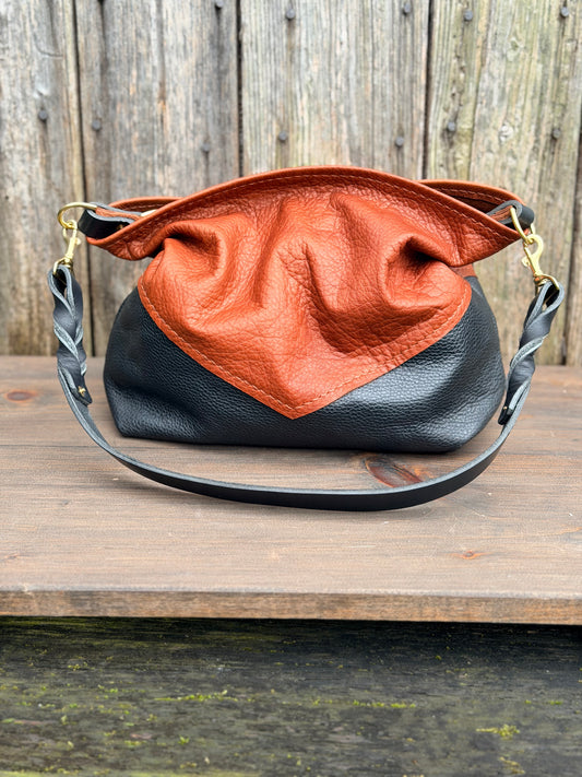 Vienna Shoulder Bag in Brandy & Black Leather - CUSTOM