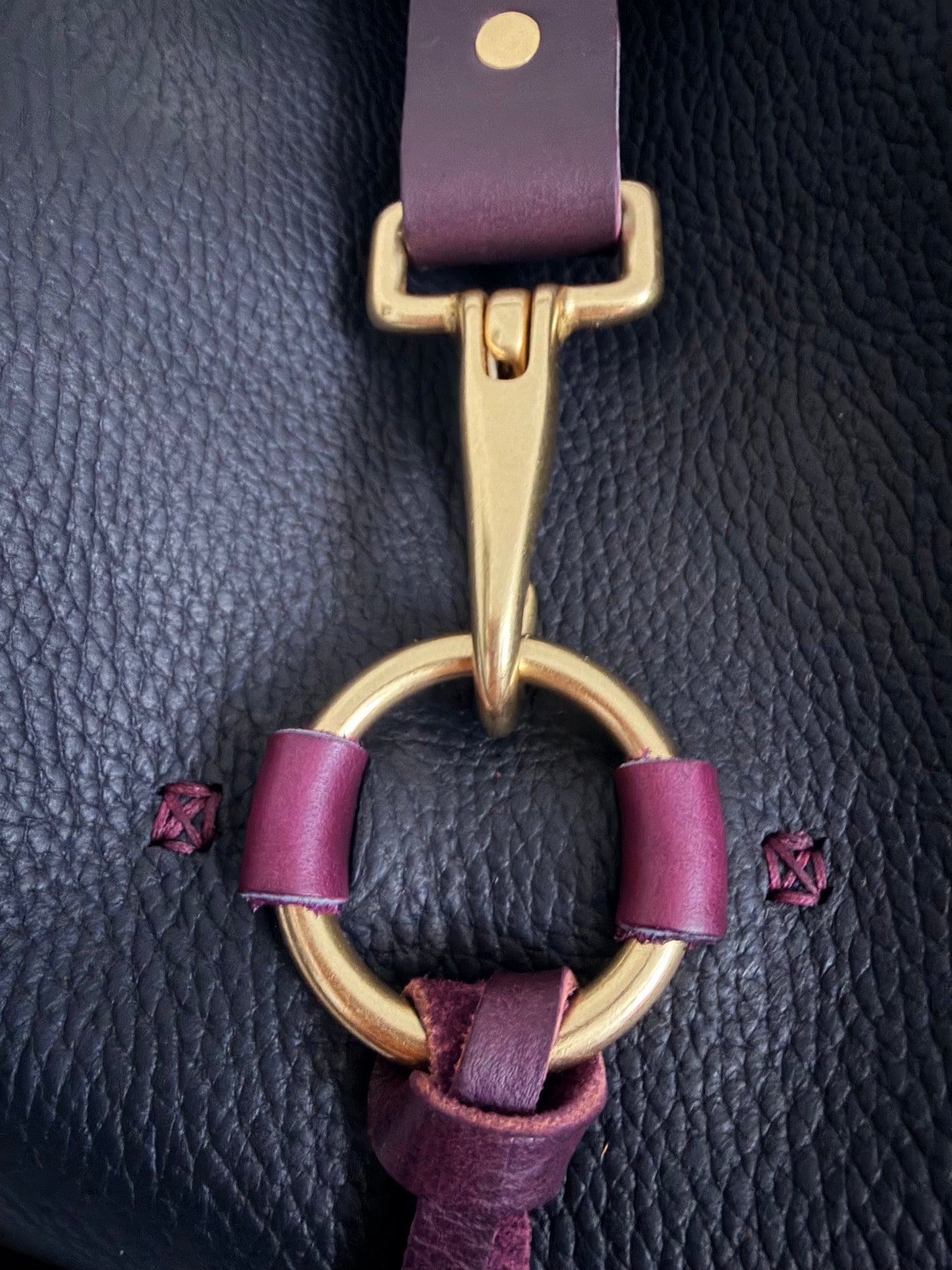 SoHo Handbag in Horween Black Leather with Deep Plum Accents - CUSTOM for Vanessa