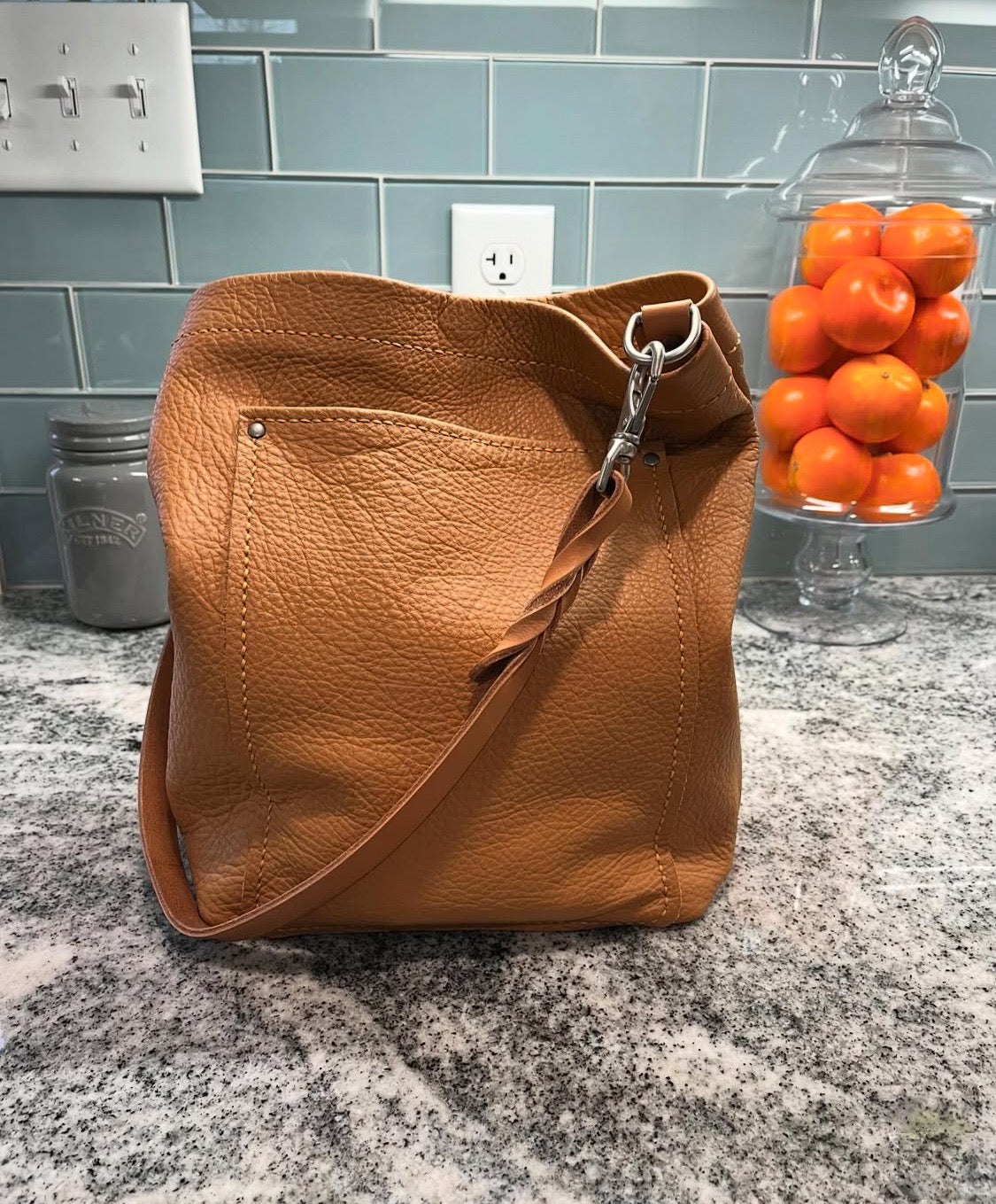 Bonnie Bucket in Butterscotch Cowhide