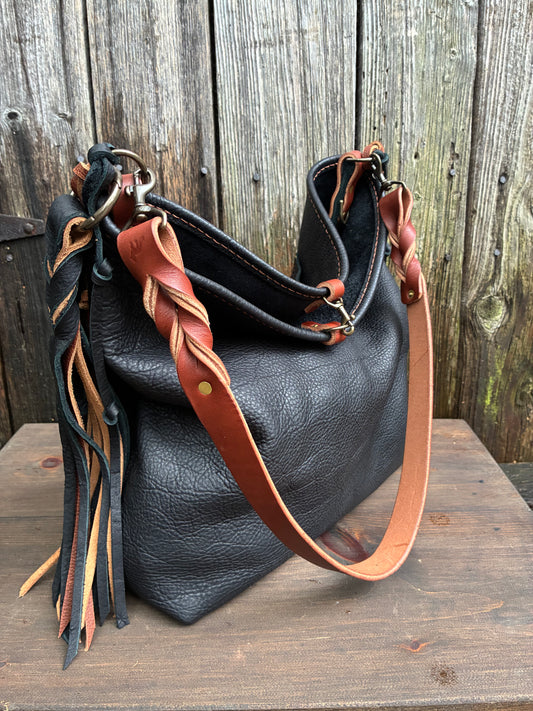 Chalet Bag in Distressed Black Bison
