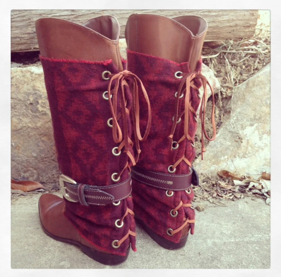 Woodland Tribal Blanket Boots, ALTERED COUTURE, Wearable Art