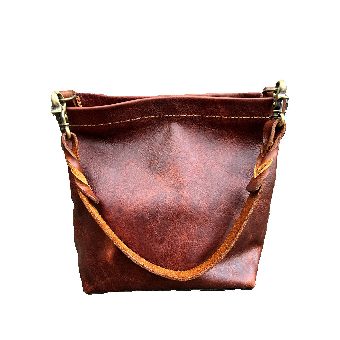 Carrie Hobo in Nutmeg Cowhide with Braided Leather Strap