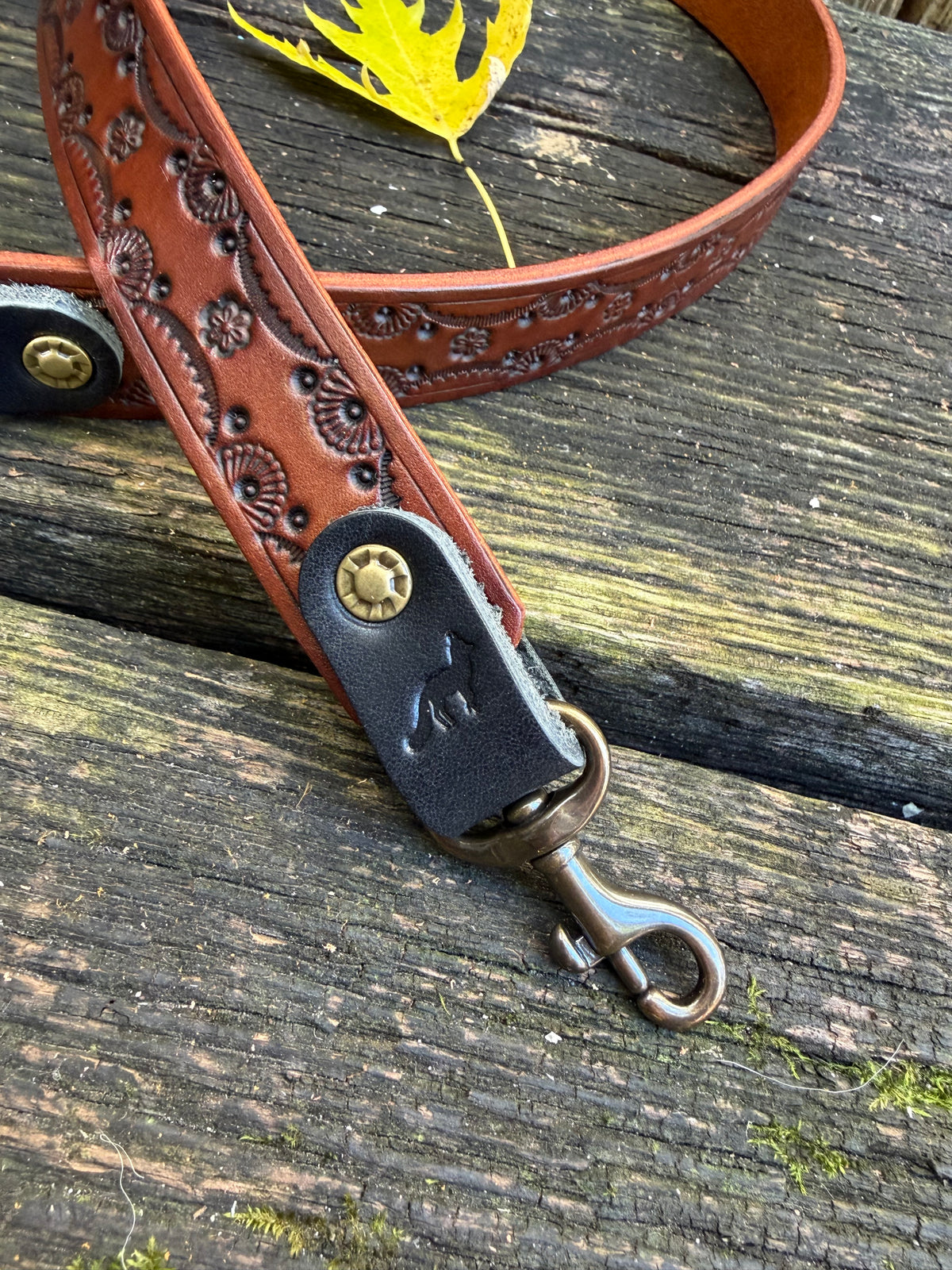 Cody Hand-Tooled Leather Shoulder Strap in Antique Brown 30” - Preorder