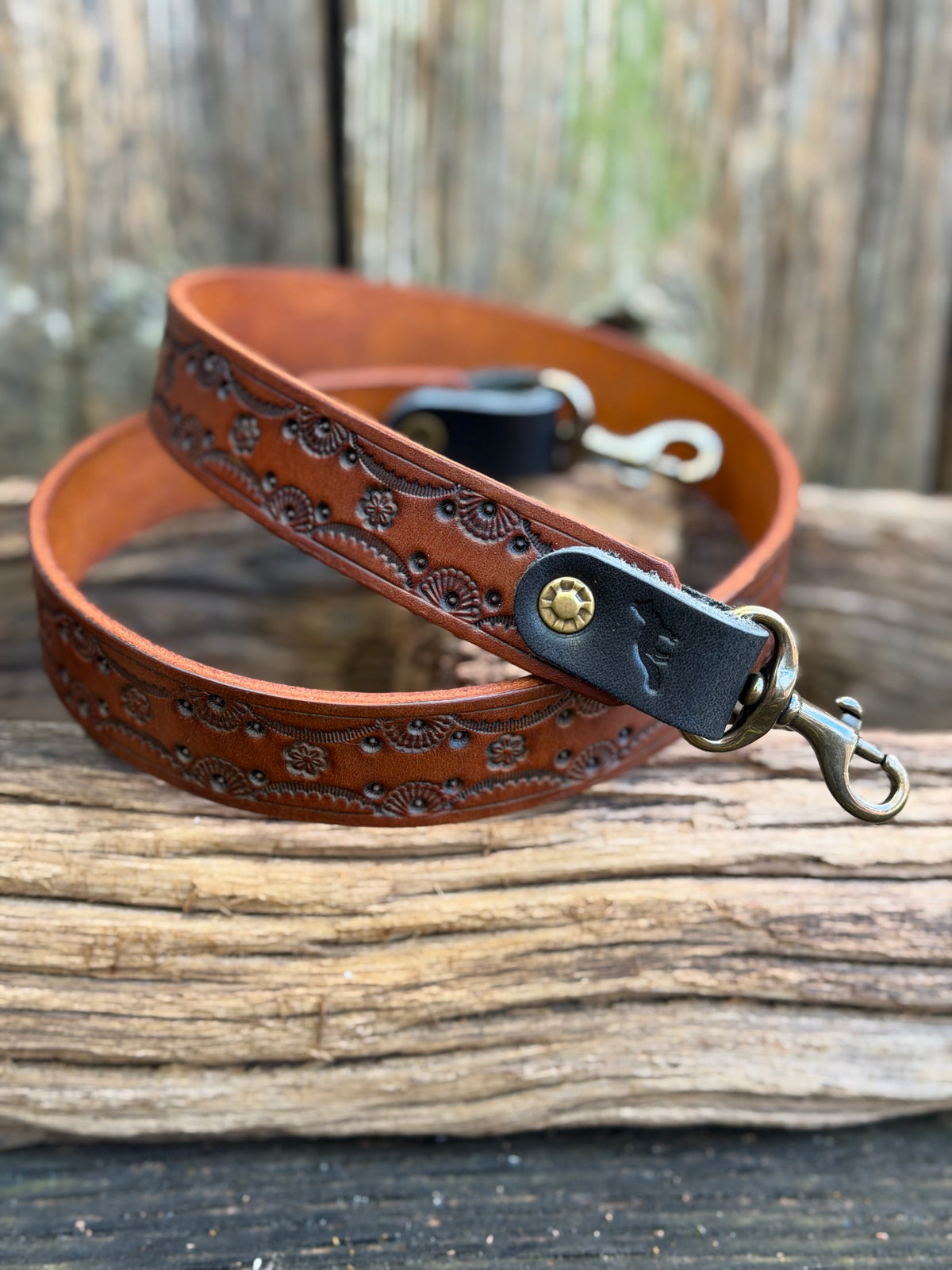 Cody Hand-Tooled Leather Shoulder Strap in Antique Brown 30” - Preorder