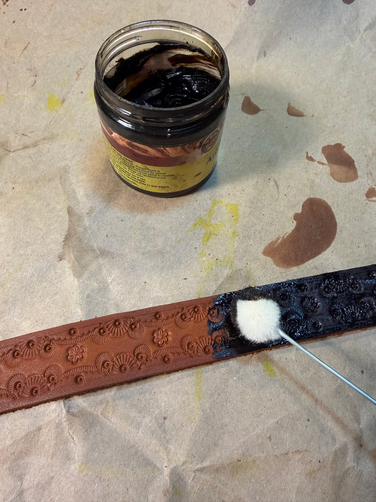 Cody Hand-Tooled Leather Shoulder Strap in Antique Brown 30” - Preorder