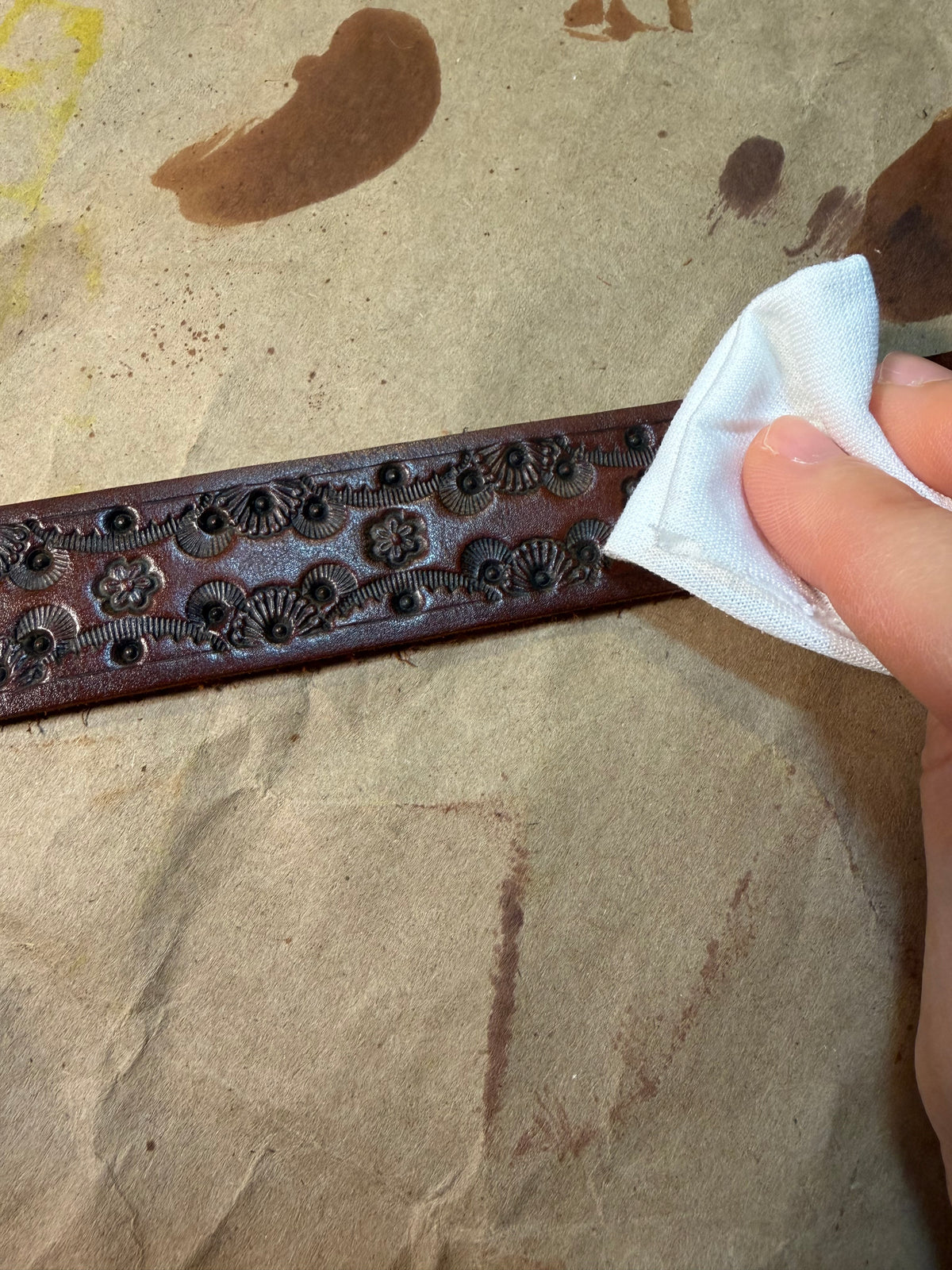 Cody Hand-Tooled Leather Shoulder Strap in Antique Brown 30” - Preorder