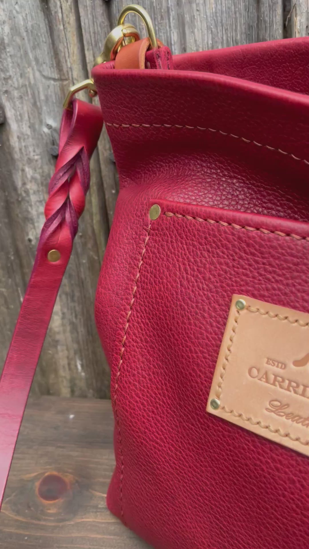 Carrie Pocket Hobo in Cherry Bison – Carrie Fox Leather