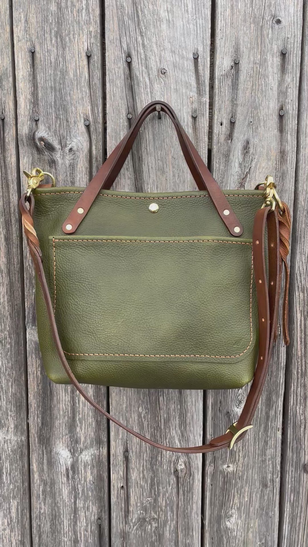 Carrie Fox Leather Tote Mini in Olive with Walnut Horween Conway Strap