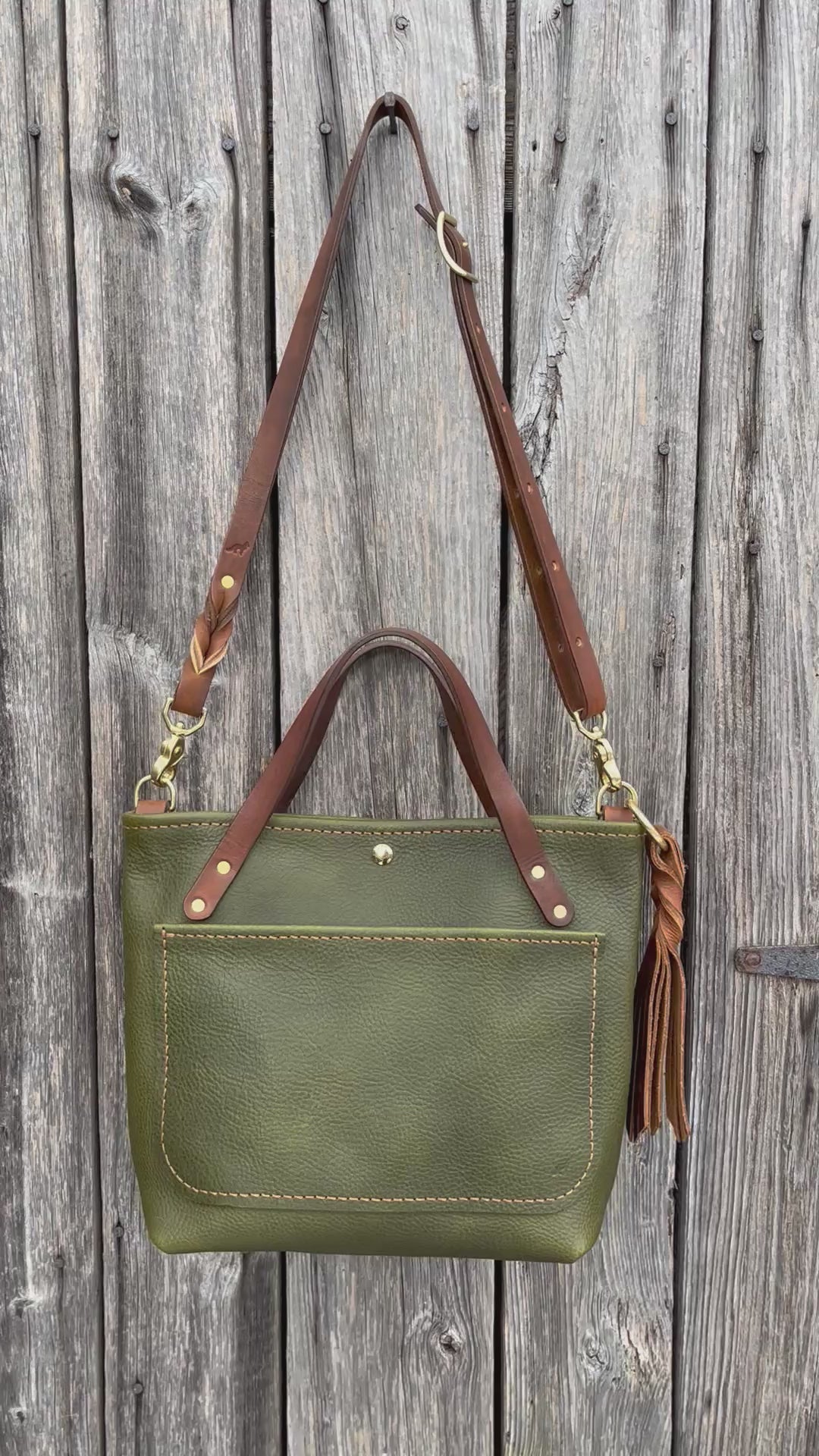 Carrie Fox Leather Tote Mini in Olive with Walnut Horween Conway Strap